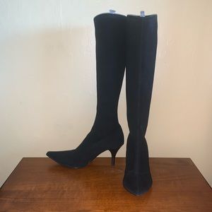 Sergio Rossi black suede stretch boots